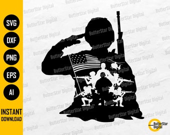 US Soldier SVG | American Troops Svg | United States Military Svg | War USA Flag Svg | Cricut Cut File Clipart Vector Digital Png Eps Dxf Ai