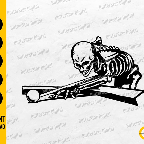 Skeleton Billiard Player SVG | Billiards SVG | Eight Ball SVG | Pool Player Svg | Cricut Cutting File Clip Art Vector Digital Dxf Eps Png Ai