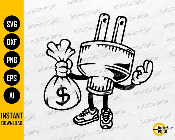 Electrical Plug Money Bag SVG Scar Face Bandage Rich Savage Hip Hop Rap  Rapper Gangster Cut Files Clipart Vector Digital Dxf Png Eps Ai 