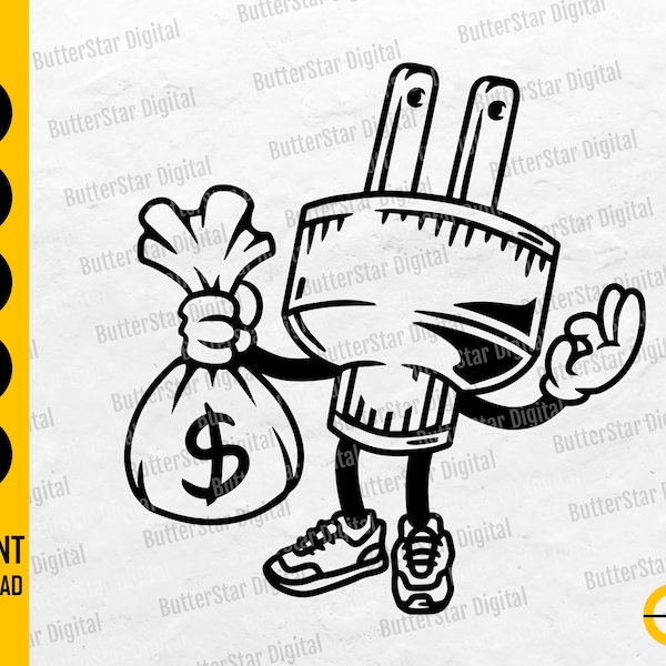 Electrical Plug Money Bag SVG | Scar Face Bandage Rich Savage Hip Hop Rap Rapper Gangster | Cut Files Clipart Vector Digital Dxf Png Eps Ai