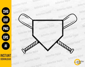 Home Platte SVG | KreuzFledermäuse SVG | Baseball Softball Shirt Aufkleber Aufkleber | Cricut schneiden Datei cuttable Clipart Vektor Digital Dxf Png Eps Ai