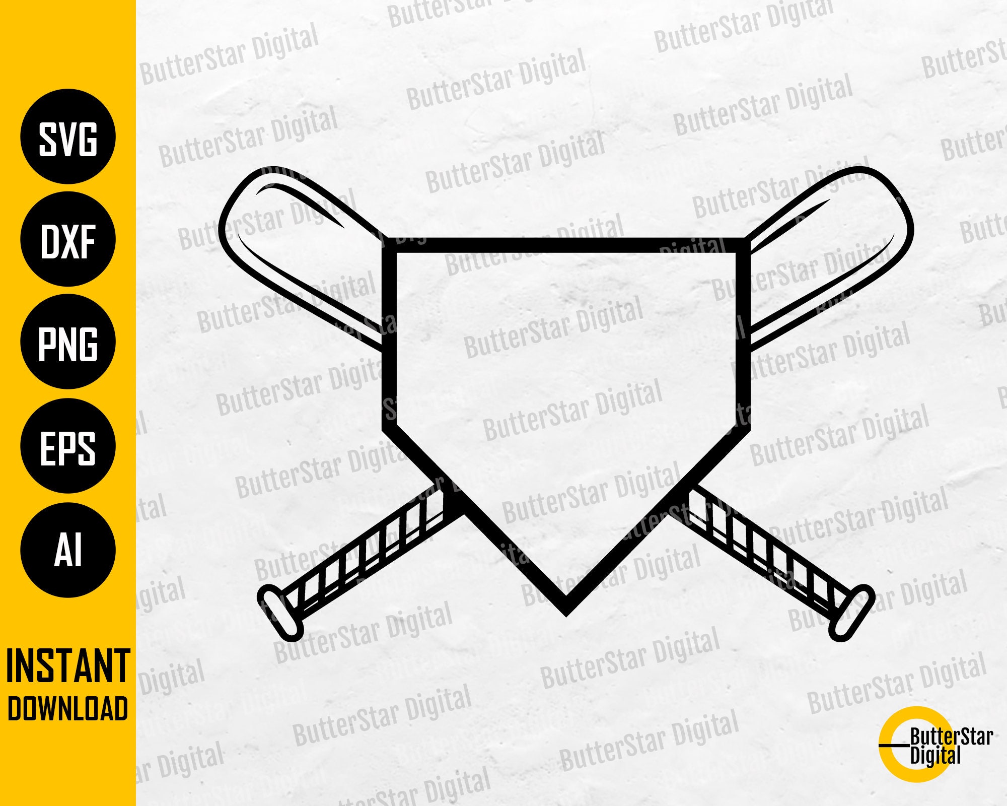 softball bats crossed clipart row