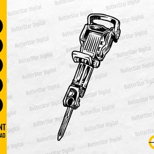Jack Hammer SVG | Build Pavement Highway Demolish Drilling Construct Builder Fix | Cut File Cuttable Clip Art Vector Digital Dxf Png Eps Ai
