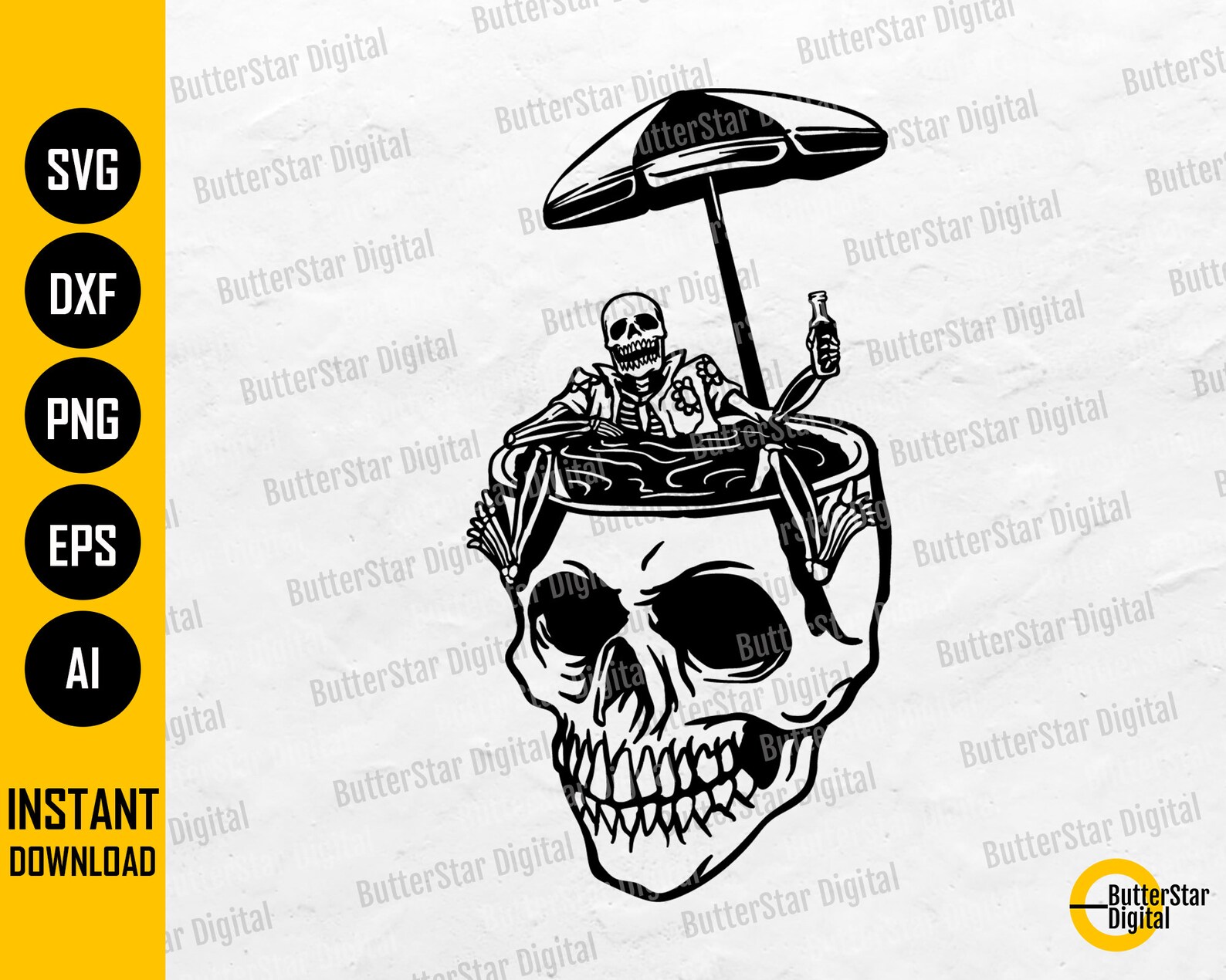 Tropical Skull SVG | Beach Skeleton SVG | Summer Chill Relax Beer ...
