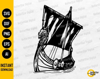 Viking Ship SVG | Journey SVG | Ancient Nordic Sail Boat Norway Sailing Ocean | Cutting File Cuttable Clipart Vector Digital Dxf Png Eps Ai