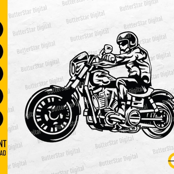 Biker SVG | Motorcycle Rider SVG | Biking Bike Road Riding Ride | Cricut Cameo Cutting File Printable Clip Art Vector Digital Dxf Png Eps Ai
