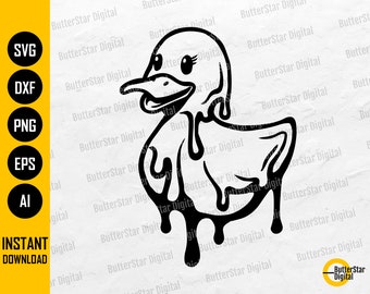 Tropfende Rubber Ducky SVG | Spielzeug Ente SVG | Badezimmer Deko Aufkleber Aufkleber Wandkunst | Cricut Silhouette Cuttable Clipart Digital Dxf Png Eps Ai