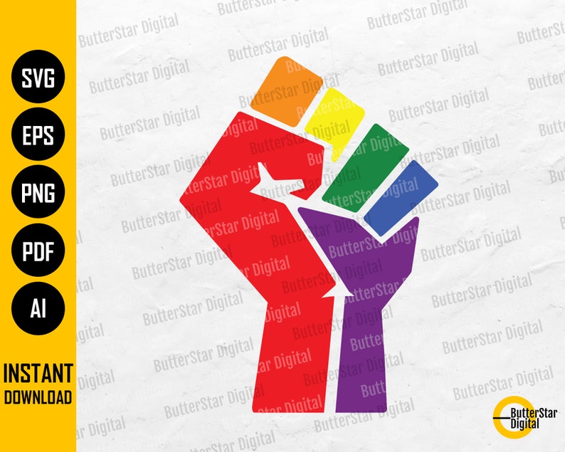 LGBTQ Raised Fist SVG Rainbow Flag Pride Shirt Cricut | Etsy