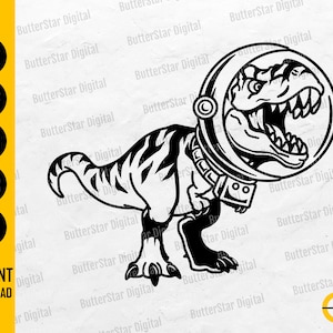 Dino Astronaut SVG | Space Dinosaur SVG | Universe Galaxy Rocket Stars | Cricut Cutting File Cuttable Clip Art Vector Digital Dxf Png Eps Ai