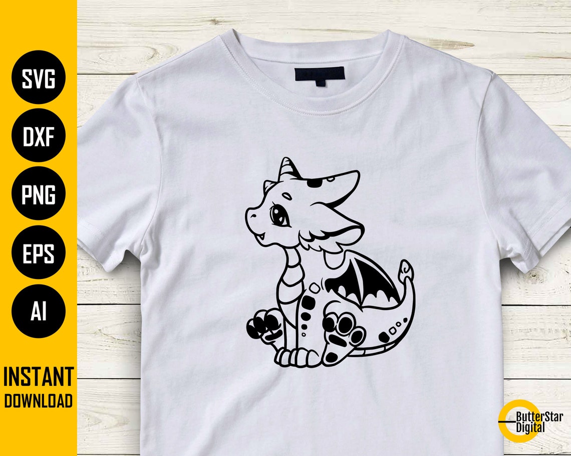 Baby Dragon SVG Fantasy SVG Cute Mythical Animal SVG | Etsy