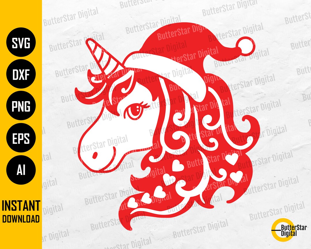 Christmas Unicorn SVG Unicorn With Christmas Hat Cute - Etsy