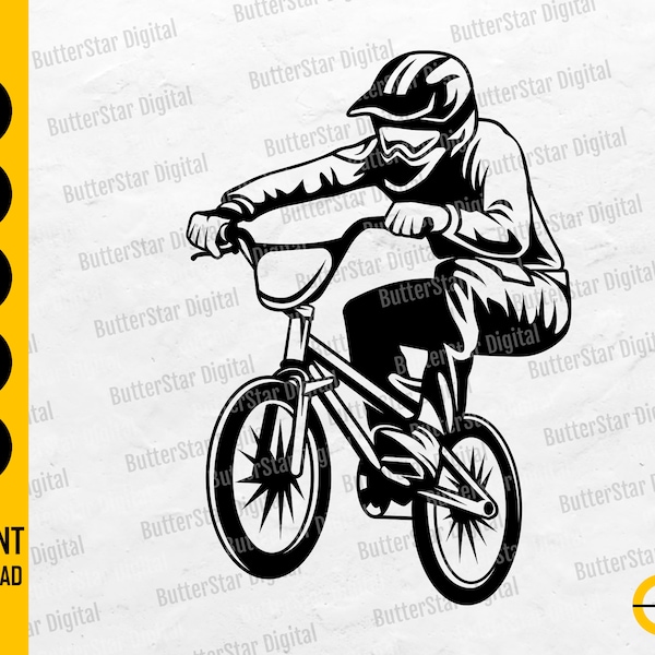 BMX Reiten SVG | Fahrrad SVG | Fahrrad-Svg | Athlet Biking Tricks Rider Radfahren | Schneidedatei Druckbare Clipart Vektor Digital Dxf Png Eps Ai