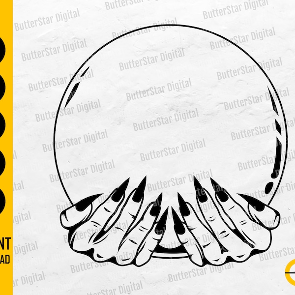 Hands Holding Crystal Ball SVG | Fortune Teller SVG | Psychic SVG | Mystical Svg | Cricut Cutting File Clipart Vector Digital Dxf Png Eps Ai