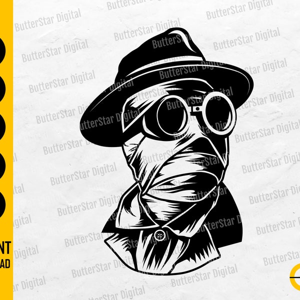 Invisible Man SVG | Horror Fiction SVG | Monster T-Shirt Decal Vinyl Stencil Graphic | Cricut Cut File Clipart Vector Digital Dxf Png Eps Ai