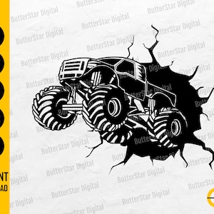 Crashing Monster Truck SVG | Muscle Car SVG | Car Decals Wall Art Shirt | Cricut Cut Files Silhouette Clipart Vector Digital Dxf Png Eps Ai