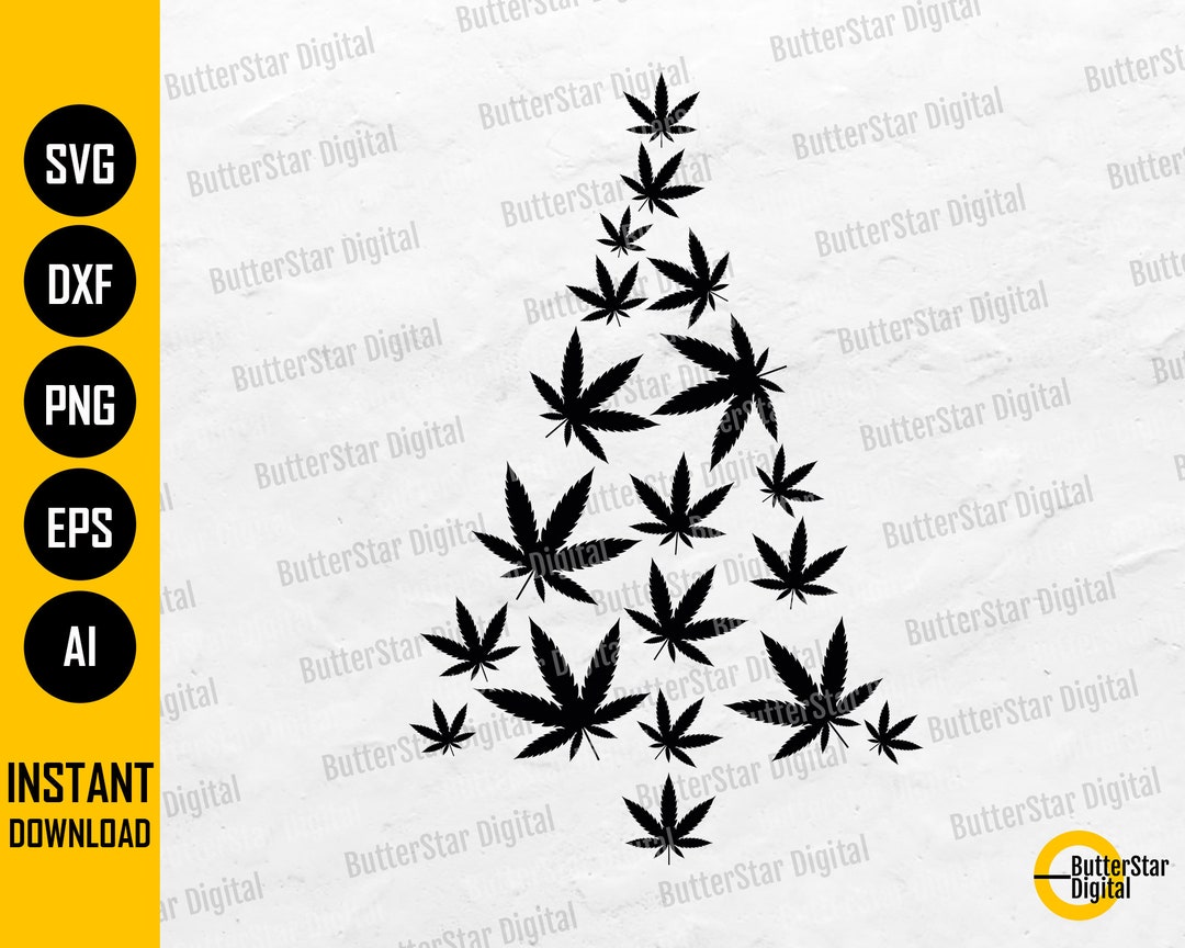 Weed Leaf Christmas Tree SVG Stoner Holiday Cannabis Winter Decal Decor