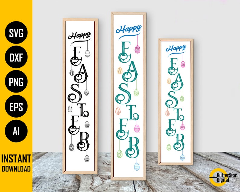 Happy Easter Porch Sign SVG | Easter Eggs SVG | Farmhouse Door Sign ...
