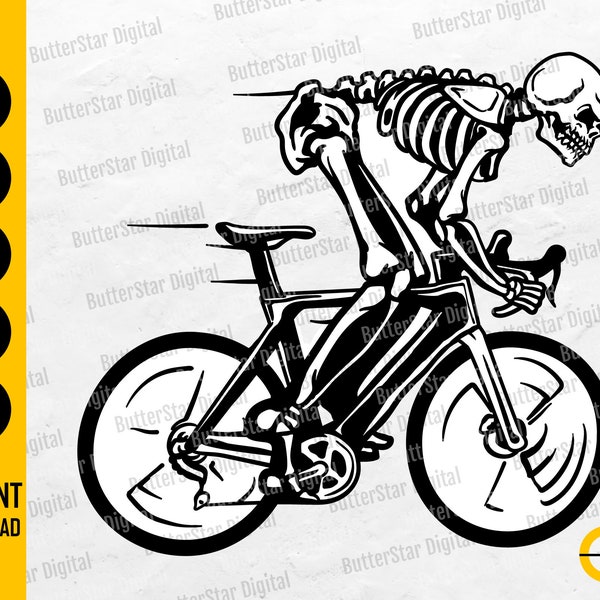 Skeleton Riding Bicycle SVG | Cycling SVG | Bike SVG | Racing Race Racer Athlete Biking | Cutting File Clipart Vector Digital Dxf Png Eps Ai