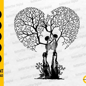 Skeleton Lovers Tree SVG | Dead Love SVG | Gothic Heart Decal Shirt Graphics | Cutting File Printable Clipart Vector Digital Dxf Png Eps Ai