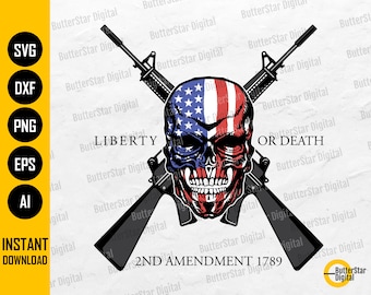 Liberty Or Death 2nd Amendment Since 1789 USA Skull Vinyl Decal Bumper Sticker 