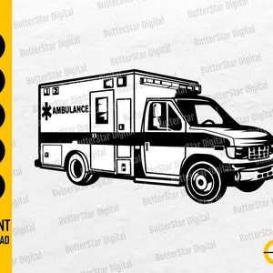 Ambulance SVG | Paramedic SVG | Ems Emt Rescue Illustration Decal Graphics | Cricut Cut File Printable Clipart Vector Digital Dxf Png Eps Ai