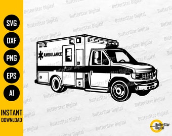 Ambulance SVG | Paramedic SVG | Ems Emt Rescue Illustration Decal Graphics | Cricut Cut File Printable Clipart Vector Digital Dxf Png Eps Ai