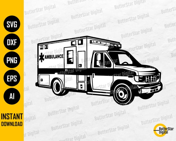 Ambulance SVG | Paramedic SVG | Ems Emt Rescue Illustration Decal Graphics | Cricut Cut File Printable Clipart Vector Digital Dxf Png Eps Ai