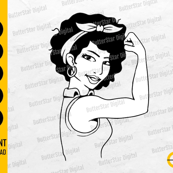 Afro Woman SVG | Girl Power SVG | African American Shirt Decal Sticker | Cricut Cutting File Printable Clipart Vector Digital Dxf Png Eps Ai