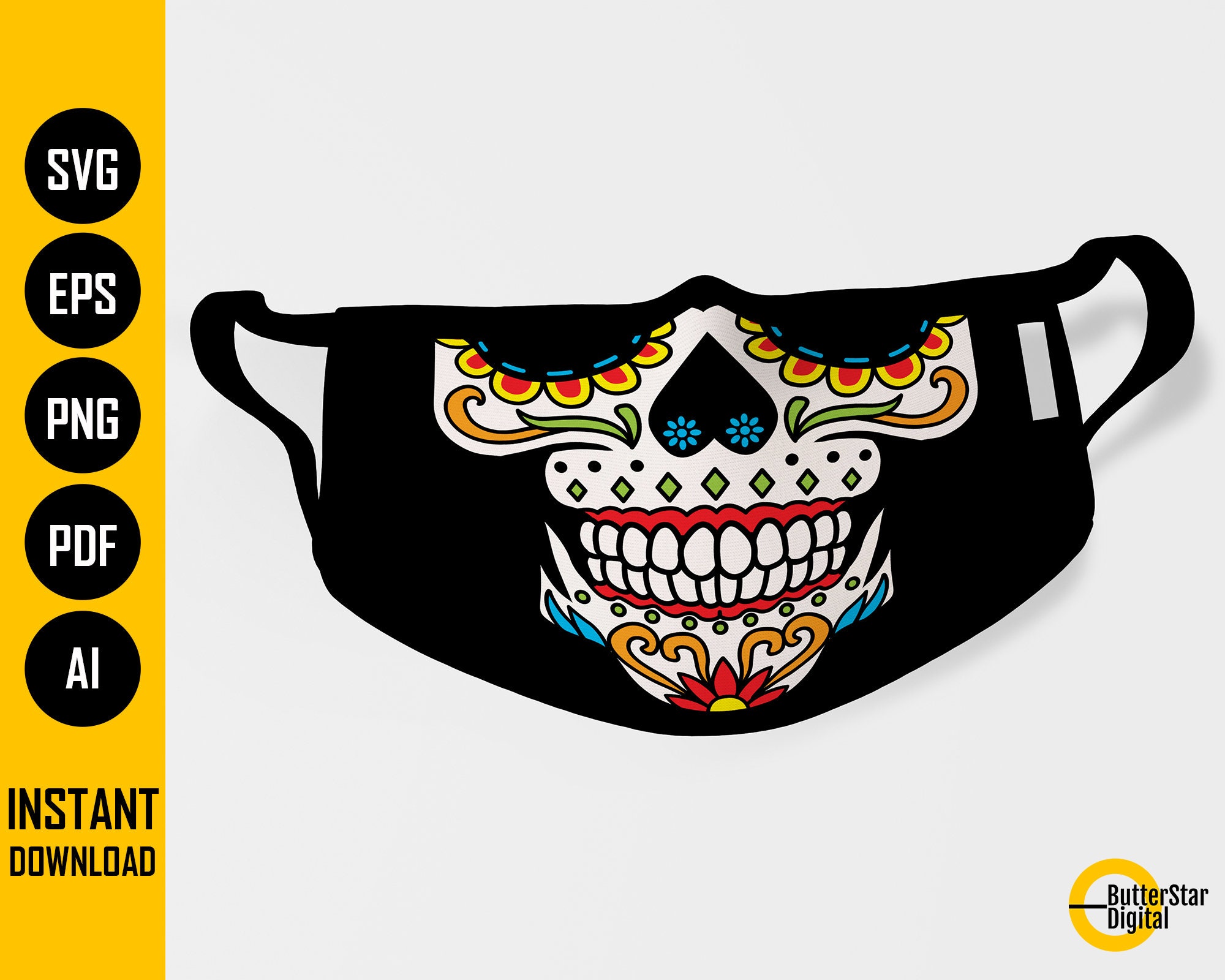Free Free Day Of The Dead Face Mask Svg