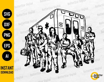 Paramedics Team SVG | Ambulance Svg | EMS EMT Rescue Decals Graphics | Cricut Cutting Files Printable Clipart Vector Digital Dxf Png Eps Ai