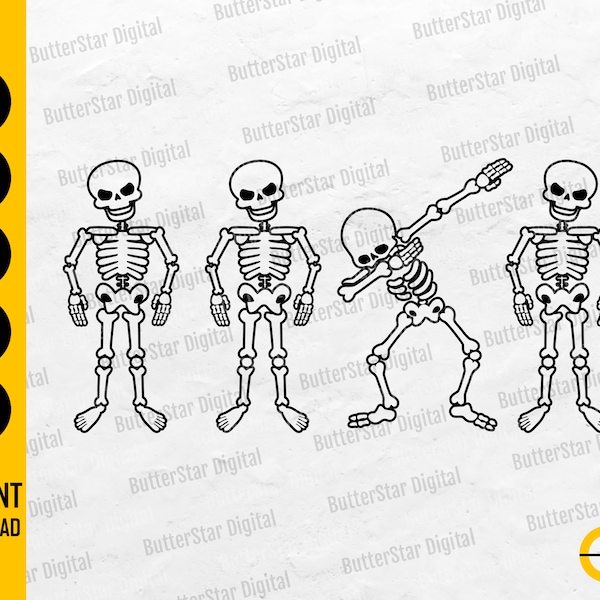 Dabbing Skeleton SVG | Funny Gothic Decal Shirt Wall Art Design | Cricut Cutting File Silhouette Cameo Clipart Vector Digital Dxf Png Eps Ai