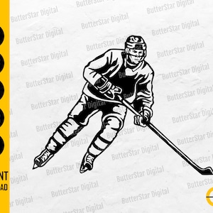 Ice Hockey Player SVG | Hockey Cutfiles | Ice Skating SVG | Cricut Silhouette Printable Clipart Vinyl Vector Digital Download Dxf Png Eps Ai