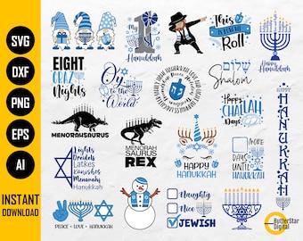 Chanoeka BUNDEL SVG | Grappige Chanoeka SVG Chanoeka Joodse Vakantie Gift Shirt Sign | Cricut Silhouet Afdrukbare Clipart Digitale Dxf Png Eps Ai