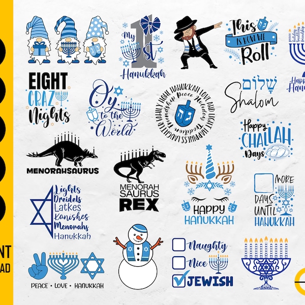 Hanukkah BUNDLE SVG | Funny Hanukah SVG Chanukah Jewish Holiday Gift Shirt Sign | Cricut Silhouette Printable Clipart Digital Dxf Png Eps Ai
