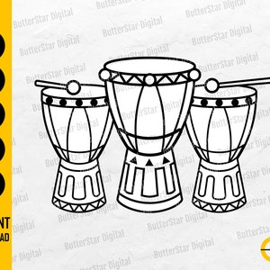 African Drums SVG Djembe SVG Jembe SVG Musical Instrument Svg Cricut Cameo Cut File Printable Clip Art Vector Digital Dxf Png Eps Ai image 1