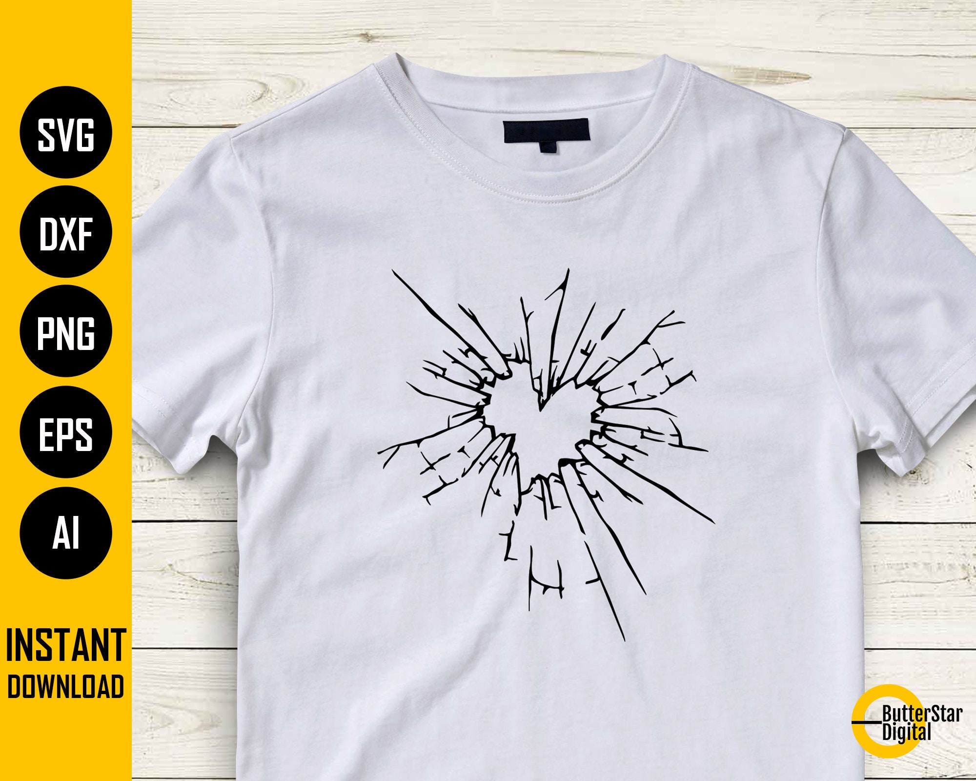 Shattered Glass Heart SVG | Love Decal Wall Art Sticker T-shirt