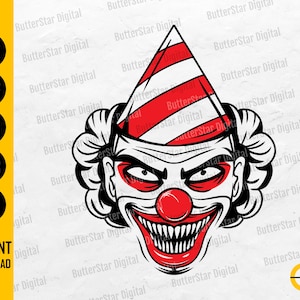 Scary Party Clown SVG | Horror SVG | Halloween Party Shirt Decor Decoration Decals | Cricut Silhouette Clipart Vector Digital Dxf Png Eps Ai