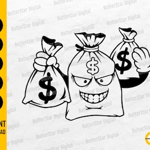 Money Bag SVG | Scar Face Hustle Rich Savage Hip Hop Hiphop Rap Rapper Gangster | Cut Files Printable Clipart Vector Digital Dxf Png Eps Ai