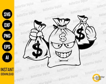 Bolsa de dinero SVG / Scar Face Hustle Rich Savage Hip Hop Hiphop Rap Rapper Gangster / Cortar archivos imprimibles Clipart Vector Digital Dxf Png Eps Ai