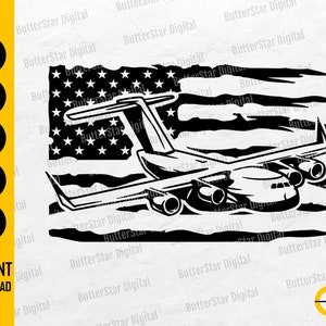 US Cargo Plane SVG | United States Military Transport Aircraft SVG | Cricut Cut File Stencil Printable Vector Clipart Digital Dxf Png Eps Ai