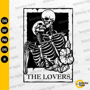 The Lovers SVG | Skeleton Love Tarot Card SVG | Mystical SVG | Cricut Cutting Files Cameo Printables Clip Art Vector Digital Dxf Png Eps Ai