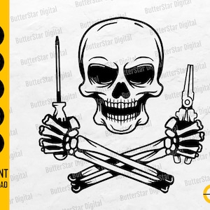 Electrician Skull SVG | Electrical SVG | Electronics SVG | Repair Service Electricity Power | Cut File Clipart Vector Digital Dxf Png Eps Ai