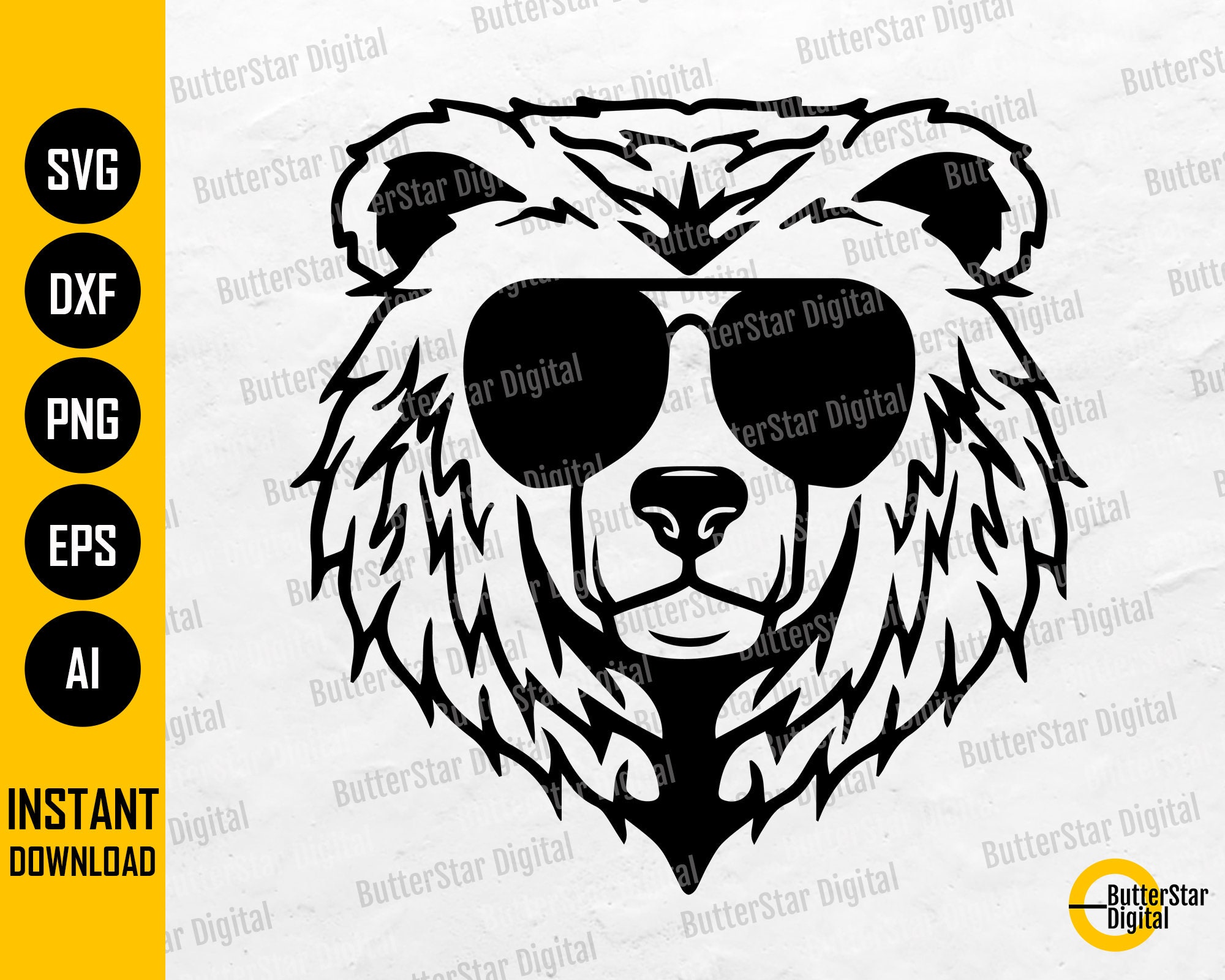 Bear With Sunglasses SVG Grizzly Bear SVG Cute Wild Animal SVG