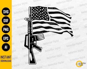 Rifle USA Flag SVG / America Svg / United States Military Svg / US Soldier Svg / Cricut Cutting Files Clip Art Vector Digital Png Eps Dxf Ai
