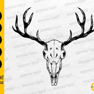 Deer Skull SVG | Buck Head SVG | Elk Skeleton SVG | Animal Decal Graphics | Cricut Cutting File Cameo Clipart Vector Digital Dxf Png Eps Ai
