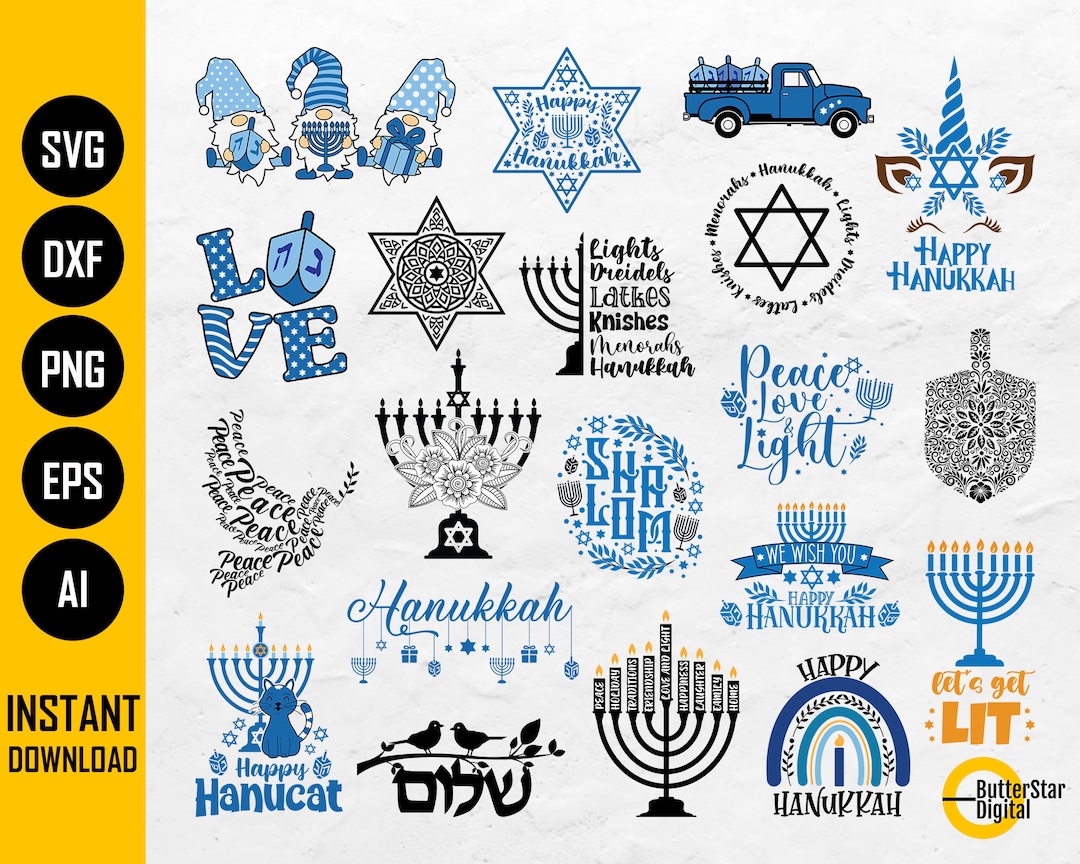 Hanukkah BUNDLE SVG Jewish Holiday SVG Chanukah Shirt Gift Decor Sign