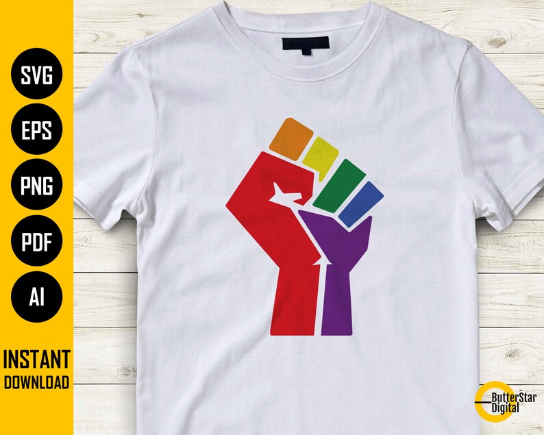 LGBTQ Raised Fist SVG Rainbow Flag Pride Shirt Cricut | Etsy