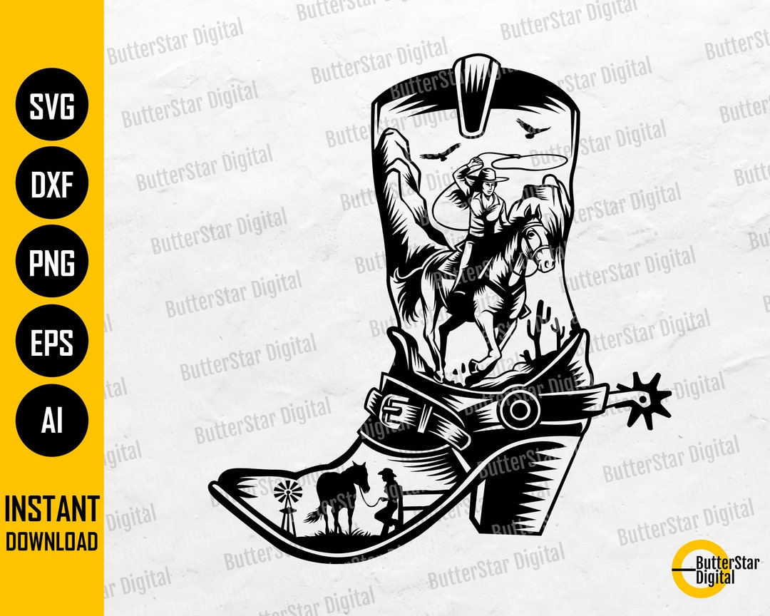 Cowgirl Boot SVG Western Scene SVG Cowboy T-shirt Decals Sticker Clip