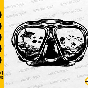 Scuba Diver Mask SVG | Diving SVG | Freediving SVG | Dive Underwater Ocean Sea | Cutting File Cuttable Clipart Vector Digital Dxf Png Eps Ai