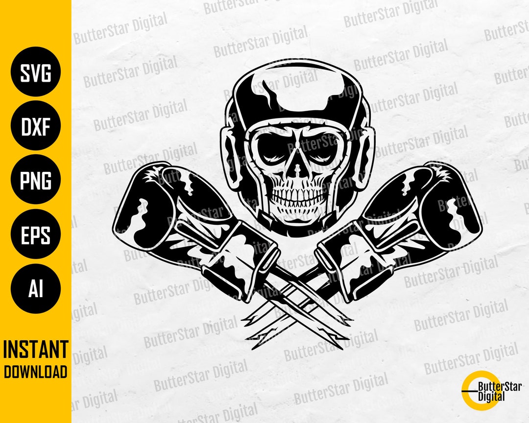 Skull Boxer SVG | Boxing Crossbones SVG | Skeleton Sport Game Gear ...